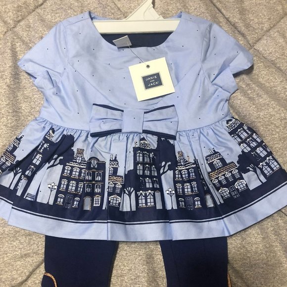 Janie and Jack Other - JANIE and Jack Baby girl two piece Blue City NIght  Leggings Set 6-12 months NWT